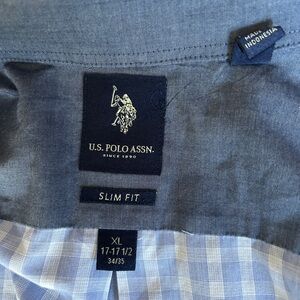 U.S. Polo Assn. Blue Checkered Slim Fit Shirt size extra large